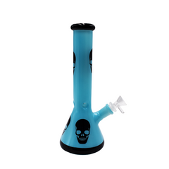 10" Colorful Black Skull Water Pipe - Various Colors - (1 Count)