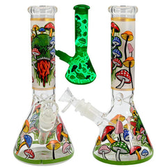 10" Glow In The Dark Mushroom Water Pipe - Color Design May Vary- (1 Count)