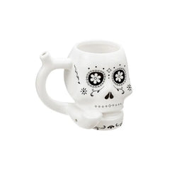 SKULL MUG WHITE WITH BLACK TRIM