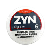 ZYN NICOTINE POUCHES 5PC/15PK $1.00 OFF - SMOOTH 6MG
