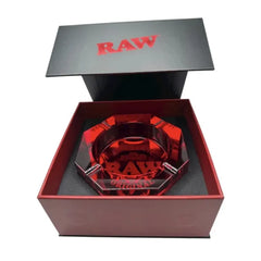 RAW CRYSTAL GLASS ASHTRAY - RED