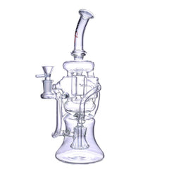 13" Chill glass Cylinder Perc Recycler Waterpipe - Colors May Vary - (1 Count)
