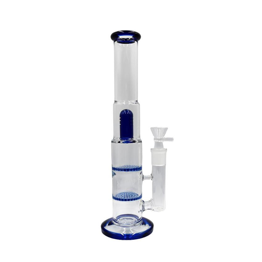 13.7" Double Honeycomb Dome Perc Waterpipe - (1 Count)