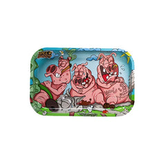 TOKE BUDDY METAL ROLLING TRAY MEDIUM - THREE PIGS - 7 X 11