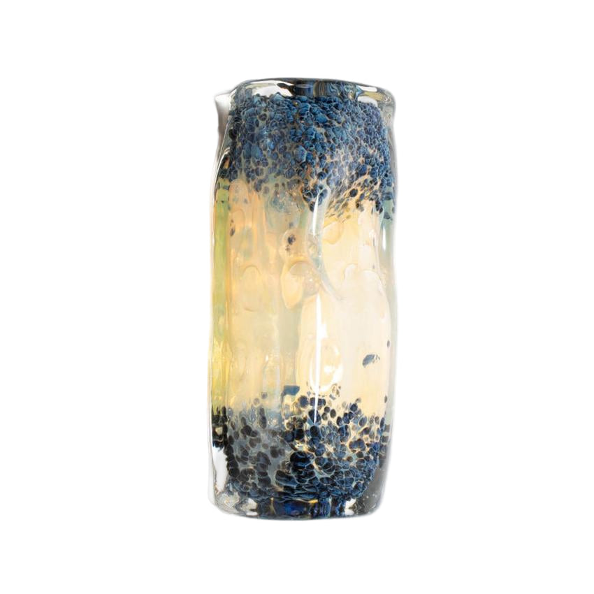 4" Artistic Frit Rectangular Hand Pipe - Blue & Yellow Gold - (1 Count)