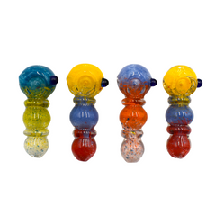 4" Double Ringed Frit Hand Pipe Colors May Vary - (1 Count)