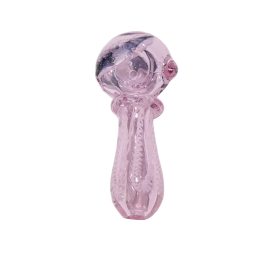 4" Pink Ring Stripe Glass Hand Pipe - (1 Count)