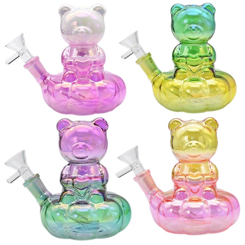 4.5" Sitting Baby Bear Color Gradient Water Pipe - Various Colors - (1 Count)