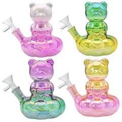 4.5" Sitting Baby Bear Color Gradient Water Pipe - Various Colors - (1 Count)