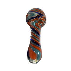 4.5" Spiral Swirl Glass Hand Pipe – Orange/Teal/Blue - (1 Count)