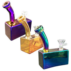5" Frost Cube Glass Water Bubbler Waterpipe - Design May Vary - (1 Count)