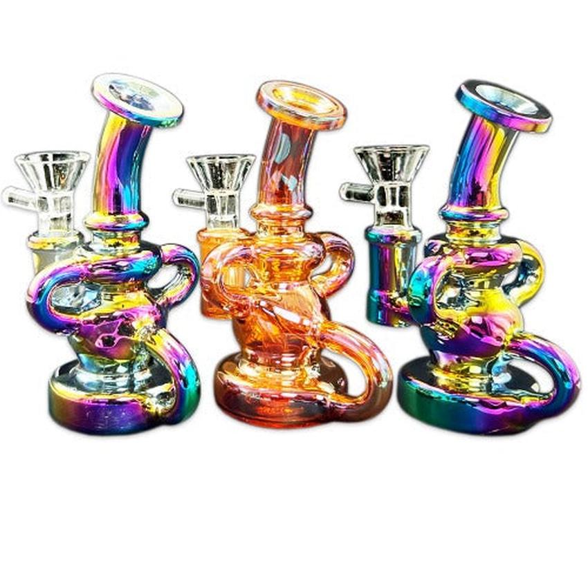 5" Super Mini Bubbler - Electro Plated Rig - Color May Vary - (1 Count)
