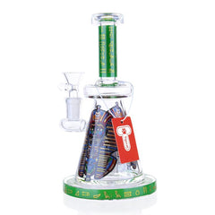 6” Straight Drop Shower Perc Glass WaterPipe – Egyptian Design - Color May Vary - (1 Count)