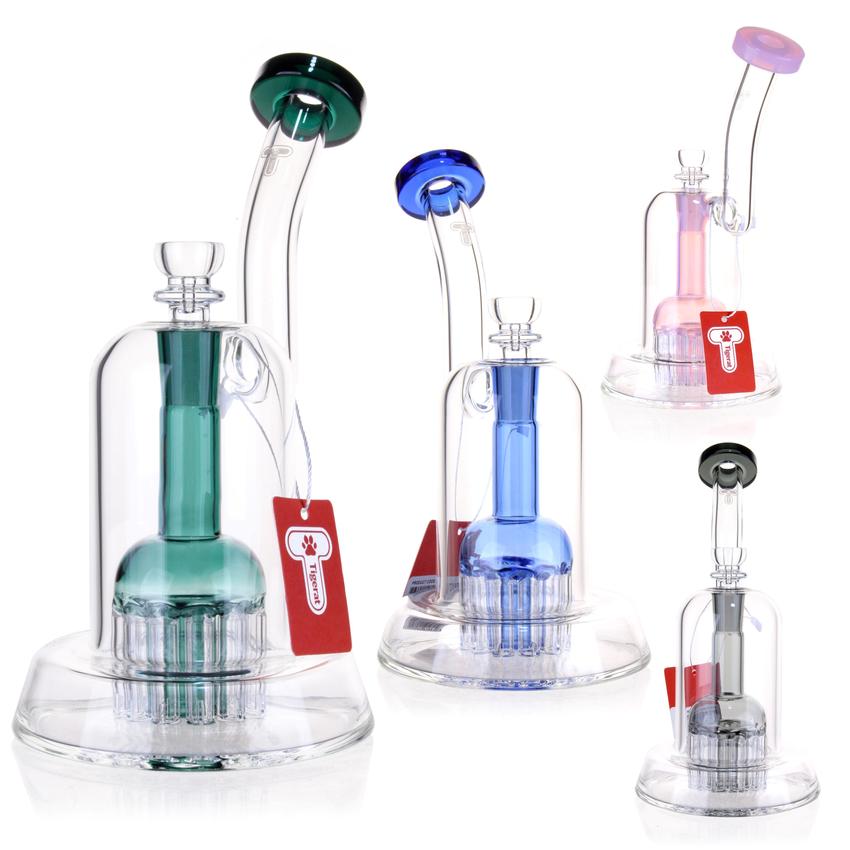 8" Bent Neck Tree Arm Perc Waterpipe - Various Colors - (1 Count)