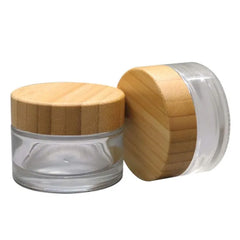 BAMBOO LID GLASS JAR 30518