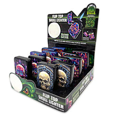 SMOKEZILLA LIGHTER 024370 SKULL FLIP TOP - ASSORTED