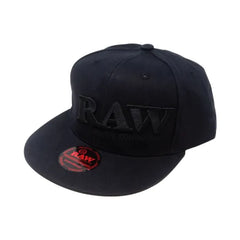 RAW HAT BLACK ON BLACK FLAT BRIM FLEX FIT HAT L/XL