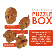 SMOKEZILLA MAGIC SKULL WOOD PUZZLE BOX