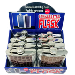 STAINLESS STEEL FLASK 6OZ W/ LEATHER 50117