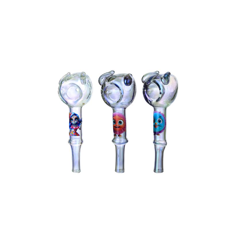 Clover 4.7" Eared Character Handpipe - Colors May Vary - (1 count)