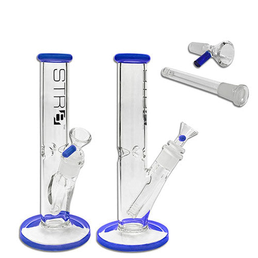 STR8 10" Water Pipe Straight Tube W/ Ice Catcher - Various Colors - (1 Count)
