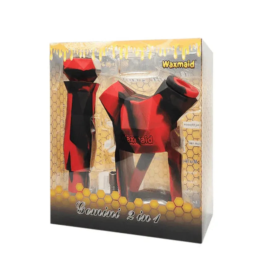 Waxmaid Gemini 2-IN-1 Water Pipe & Dab Straw Kit - Various Colors - (1 Count)