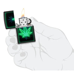 ZIPPO Black Light Gleaming Leaf Design Lighter - (1 Count)