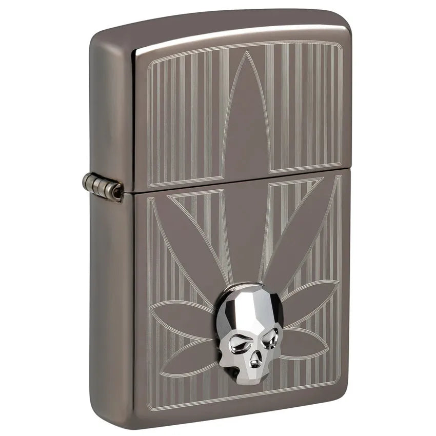 ZIPPO Leaf and Skull Black Ice Lighter - (1 Count)