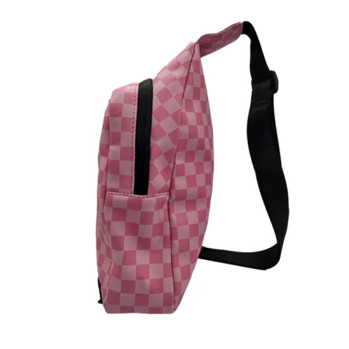 GET LOST PREMIUM SAFFIANO LEATHER SHOULDER BAG - 020 PINK SQUARES