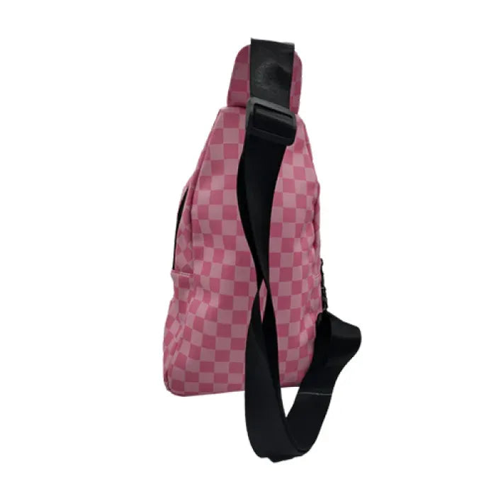 GET LOST PREMIUM SAFFIANO LEATHER SHOULDER BAG - 020 PINK SQUARES