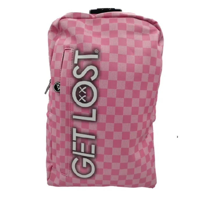 GET LOST PREMIUM SAFFIANO LEATHER BACKPACK - 020 PINK SQUARES
