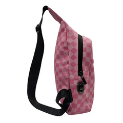 GET LOST PREMIUM SAFFIANO LEATHER SHOULDER BAG - 020 PINK SQUARES