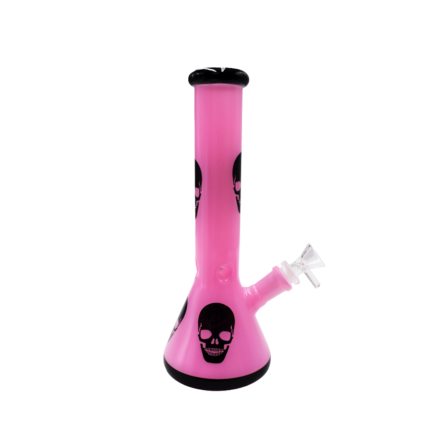 10" Colorful Black Skull Water Pipe - Various Colors - (1 Count)