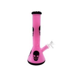 10" Colorful Black Skull Water Pipe - Various Colors - (1 Count)