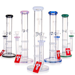 10" Double Honeycomb Perc Waterpipe - Colors May Vary - (1 Count)