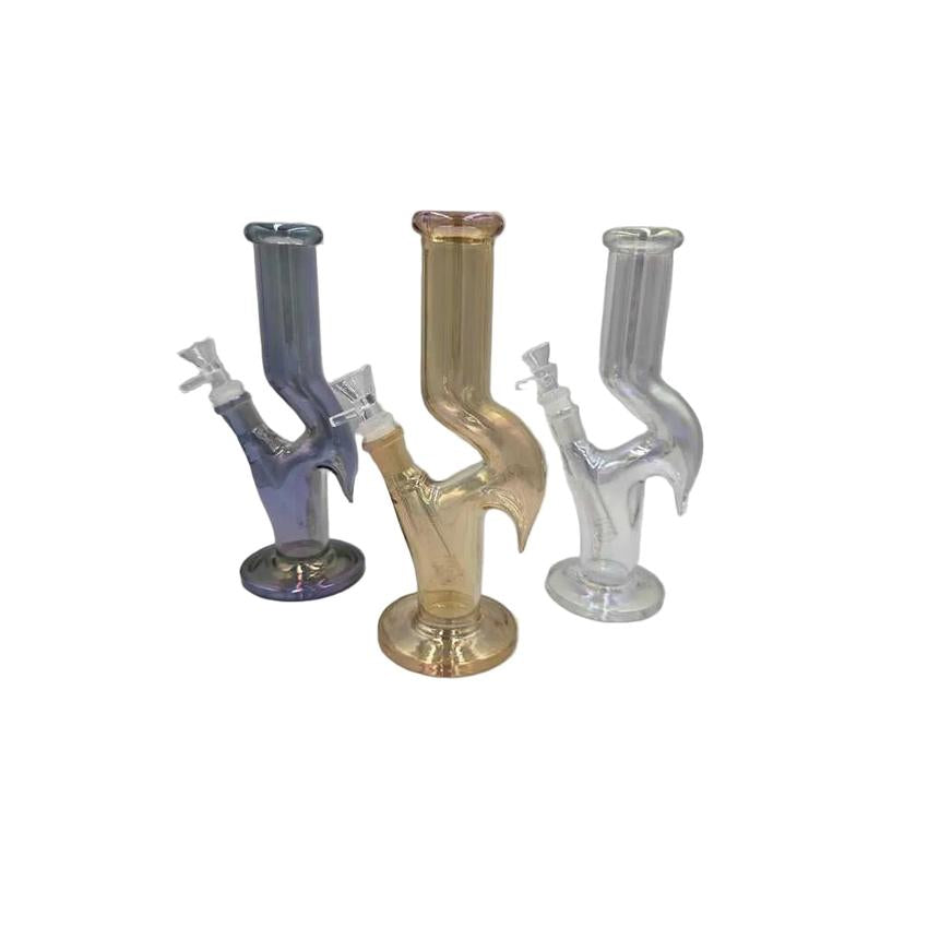 10" Iridescent Single Kink Straight Tube Waterpipe -Colors May Vary - (1 Count)