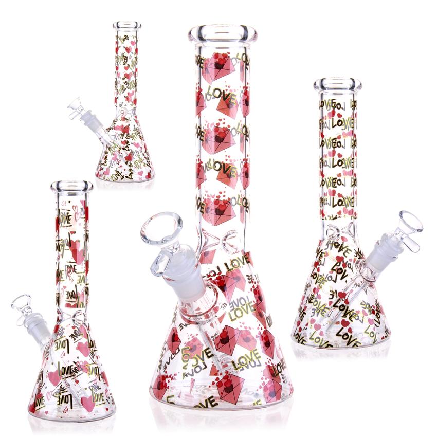 10″ Loving Love Glass Bong Beaker Water Pipe - Colors May Vary - (1 Count)