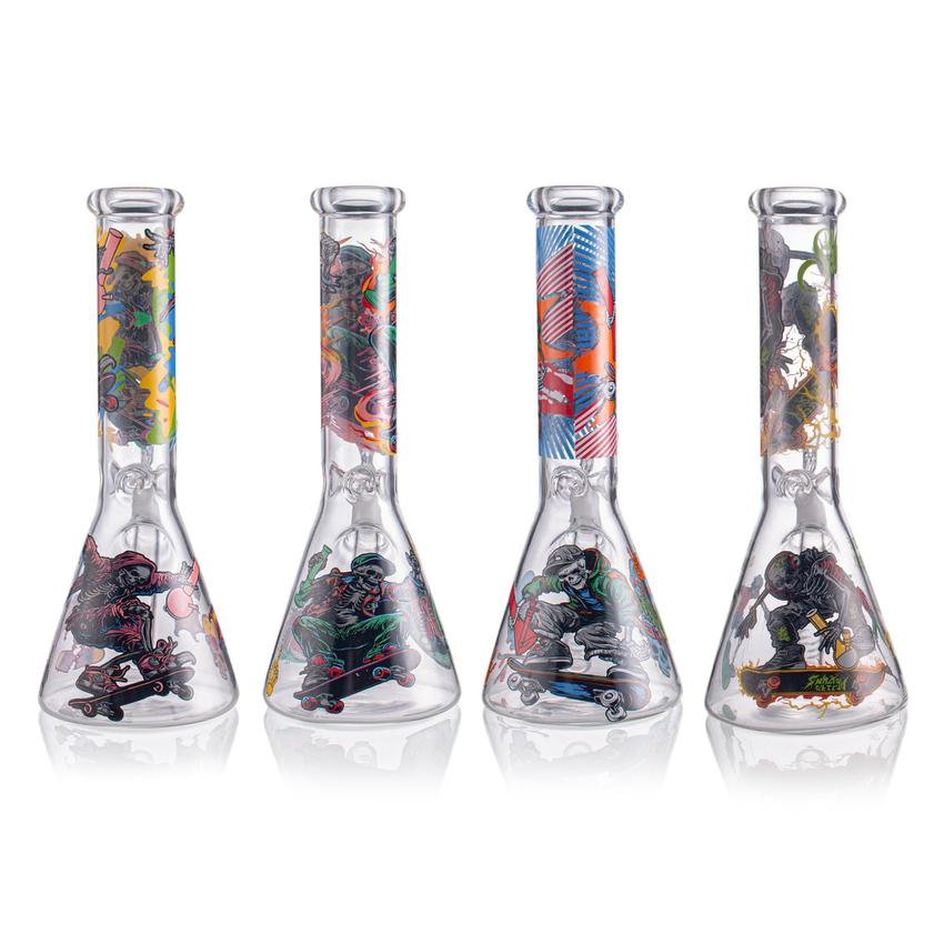 10" Skull Board Waterpipe - Colors May vary - (1 Count)