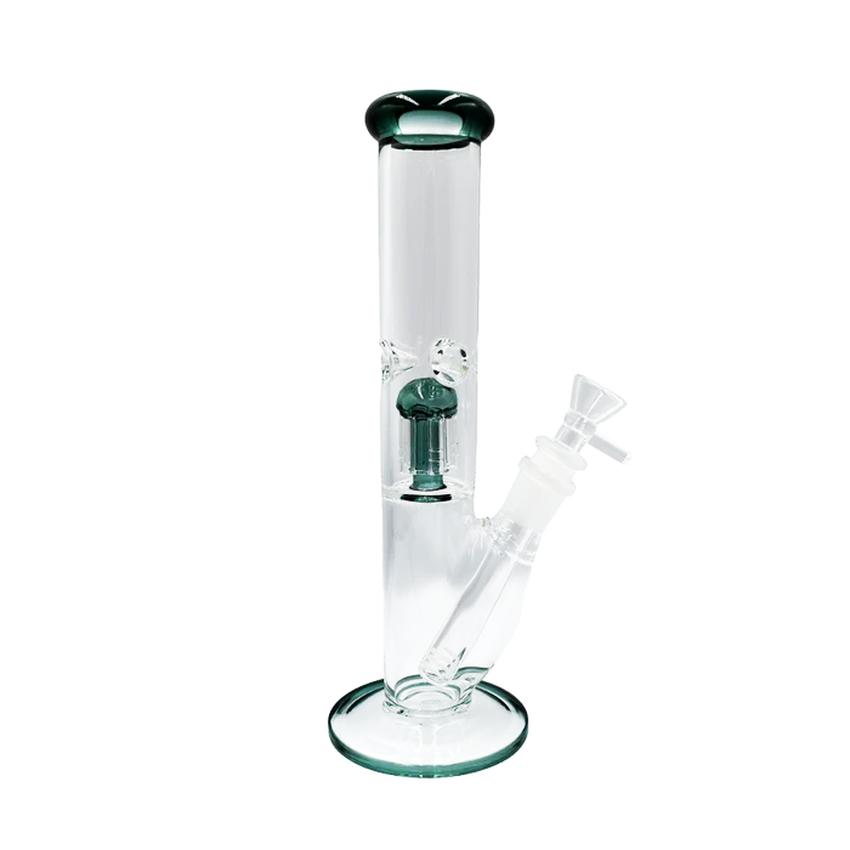 10" Straight Tube Tree Arm Perc Waterpipe - Colors May Vary - (1 Count)