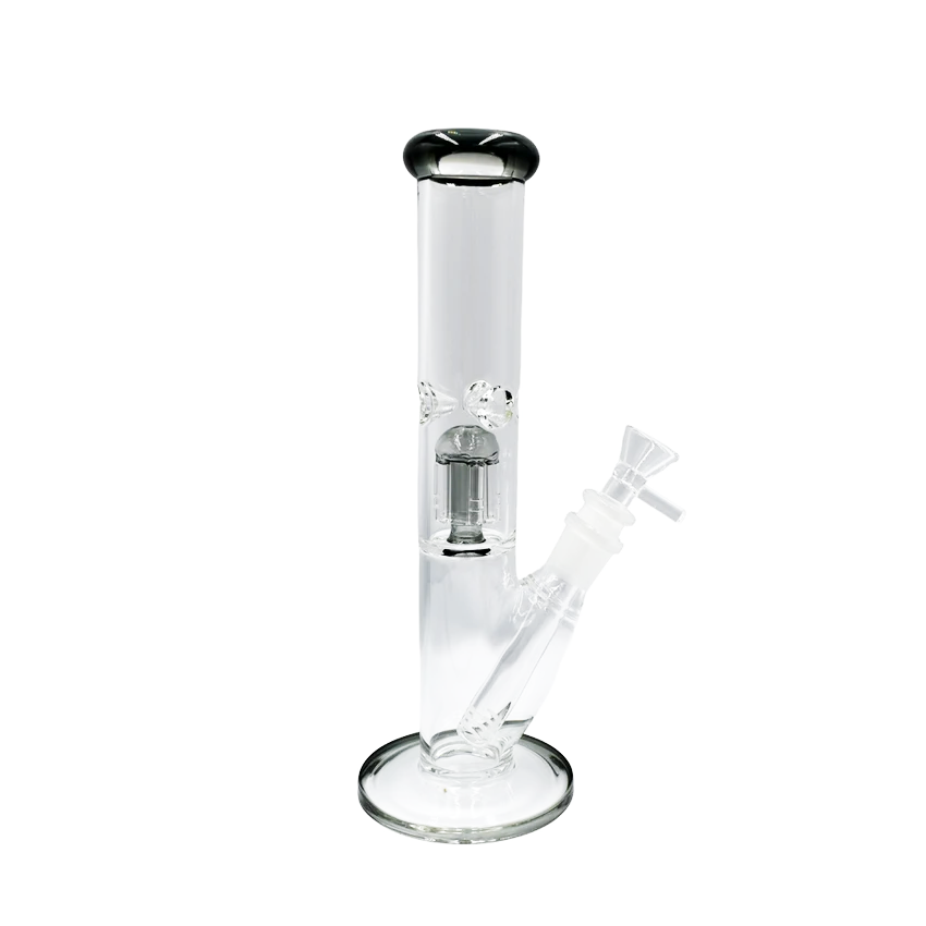 10" Straight Tube Tree Arm Perc Waterpipe - Colors May Vary - (1 Count)