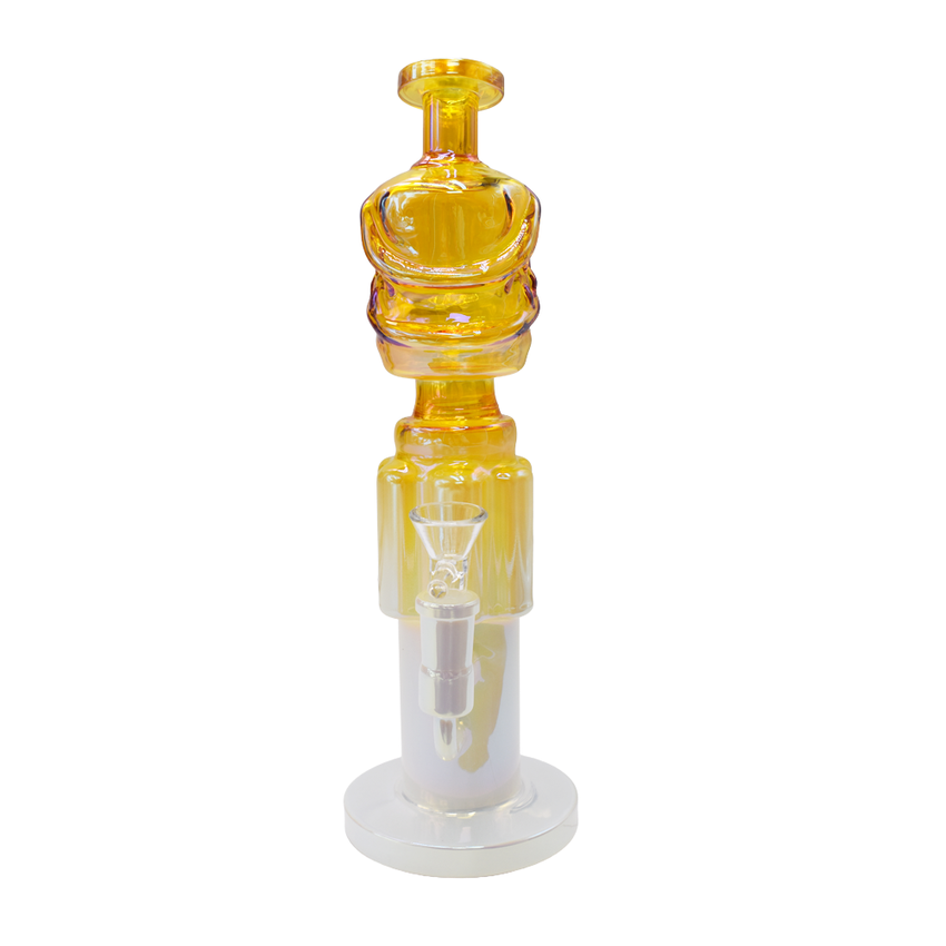 11" Plated Face Double Step Water Pipe - Assorted Colors - (1 Count)