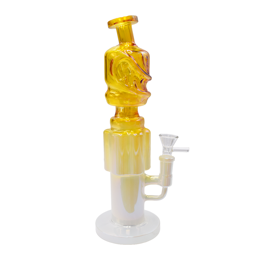 11" Plated Face Double Step Water Pipe - Assorted Colors - (1 Count)