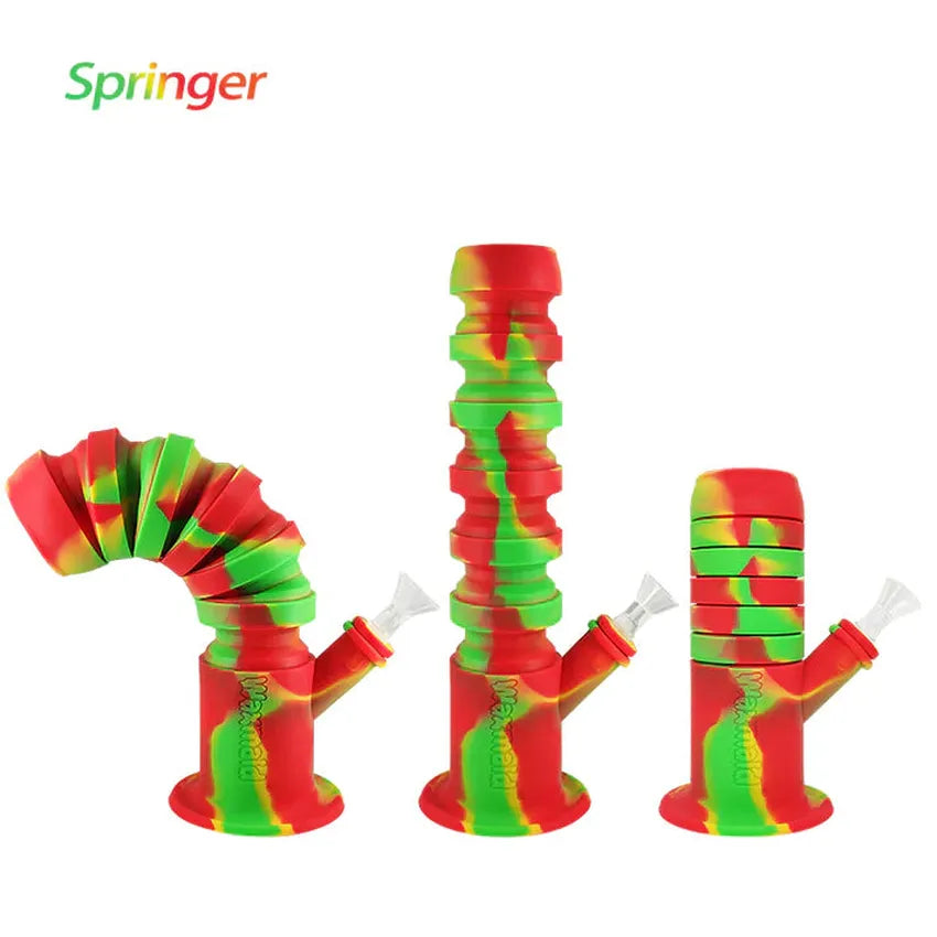 11.6" Waxmaid Springer Collapsible Silicone Water Pipe - Various Colors - (1 Count)