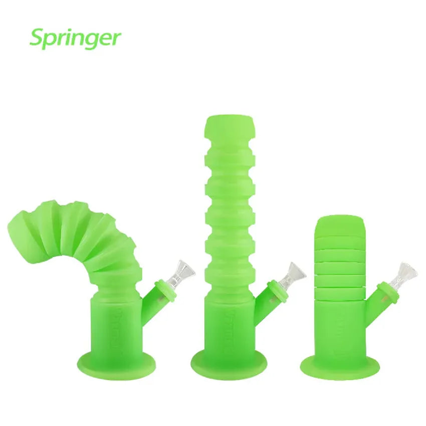 11.6" Waxmaid Springer Collapsible Silicone Water Pipe - Various Colors - (1 Count)