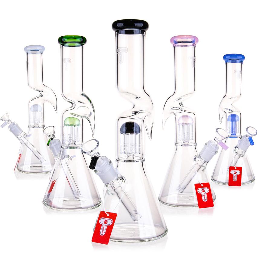 12" Single Kink Tree Arm Perc Waterpipe - Colors May Vary - (1 Count)