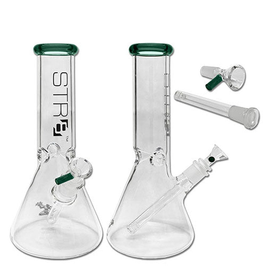 12" STR8 Water Pipe Beaker With Ice Catcher - 14mm/5mm Thick - Teal - (1 Count)