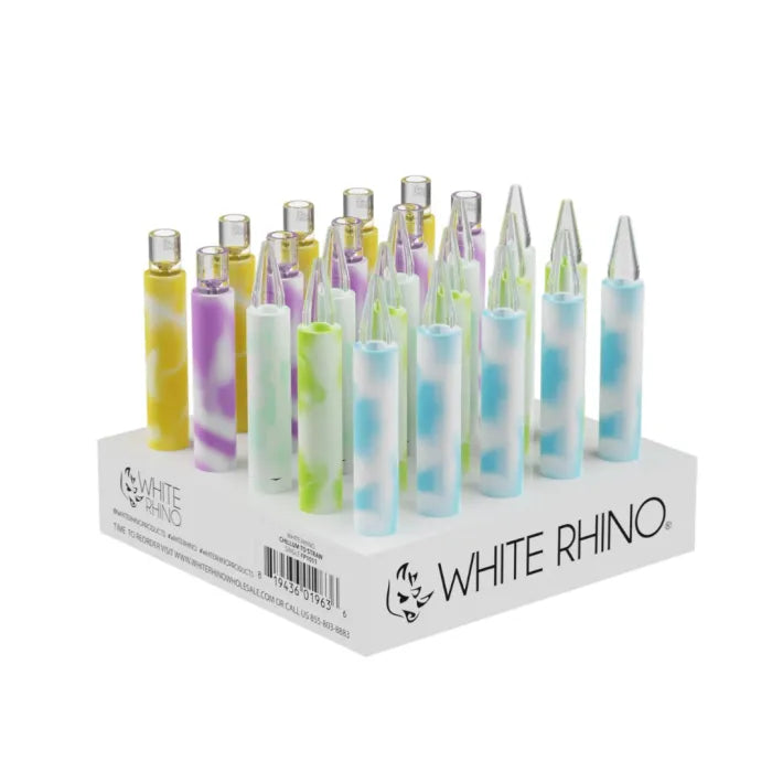 WHITE RHINO QUARTZ CHILLUM TO STRAW - GLOW IN THE DARK FP1012