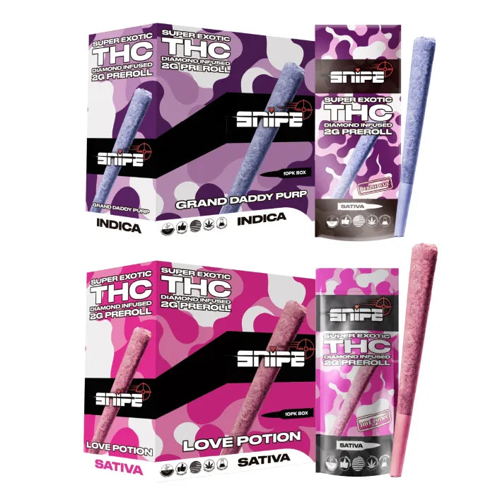 SNIPE SUPER EXOTIC DIAMOND INFUSED PREROLL THCP 2G 1PC 10CT