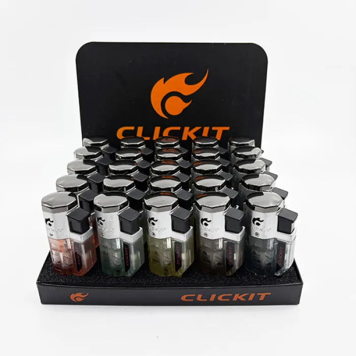 CLICKIT TRANSPARENT TRIPLE TORCH LIGHTER GH-10588