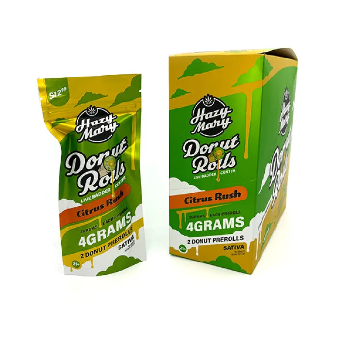 HAZY MARY DONUT ROLLS THCP PREROLLS 4G 2PC 10CT